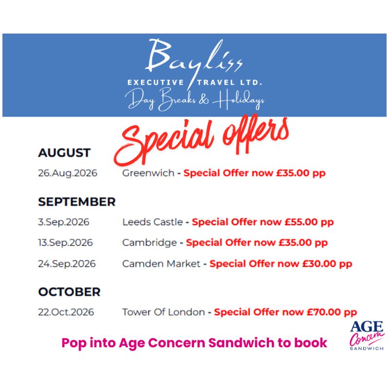 Explore More with Bayliss Executive Travel – Now Book Online Through Age Concern Sandwich - Age Concern Sandwich