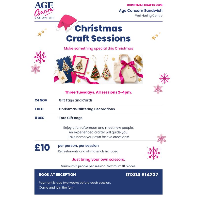 Get Crafty for Christmas at Age Concern Sandwich - Age Concern Sandwich